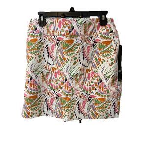 Up! Skort Floral Print Women's Size 8 USA MADE White Skirt with Pockets Shorts